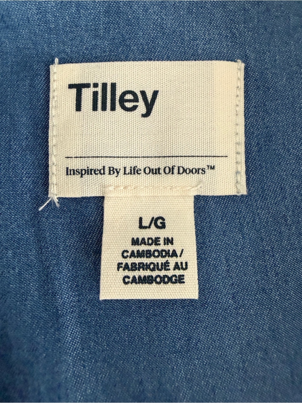 Tilley Chambray Blue Button-Front Short Sleeveless Top Large - Picture 3 of 3